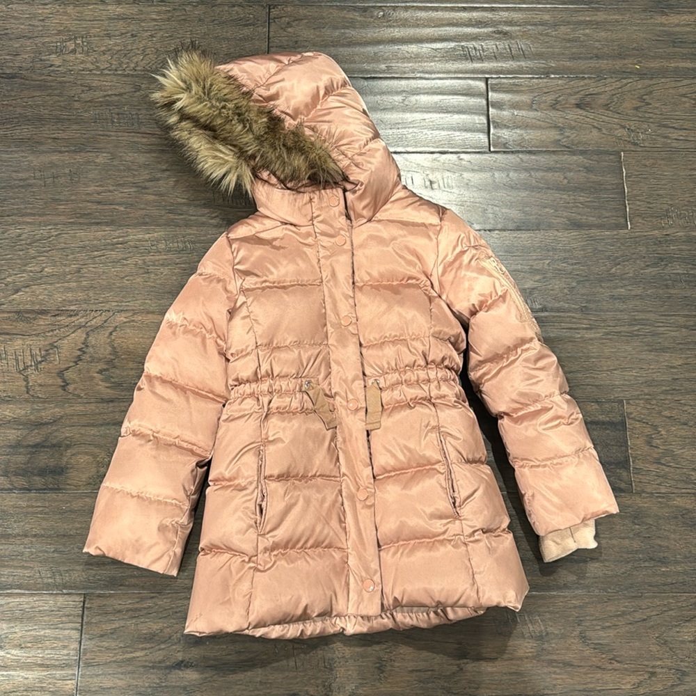 Gap Blush Pink Winter Jacket with Fur Hood